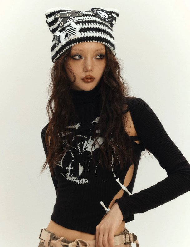 トップス ymshop サイドオープンクロスストラップハイネックトップス KIN0077 – Young