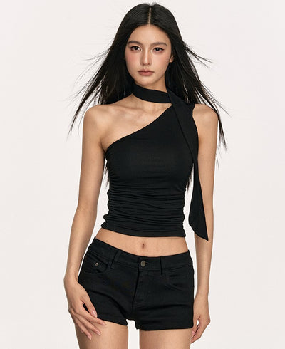 Layer Asymmetrical Oblique Shoulder Top ANA0007