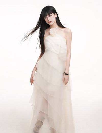 White Moonlight Halter Neck Dress LAD0182
