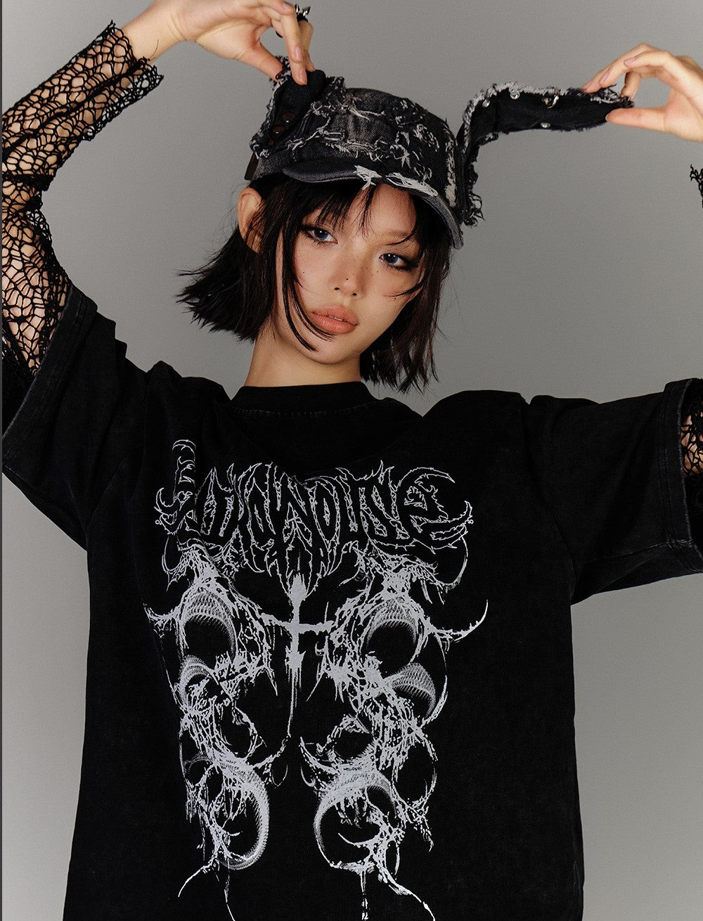 American Punk T-shirt/Fishnet Layer Inner Top KIN0144