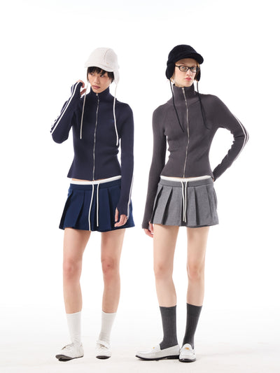 Stand Collar Skinny Zipper Sweater AOA0042