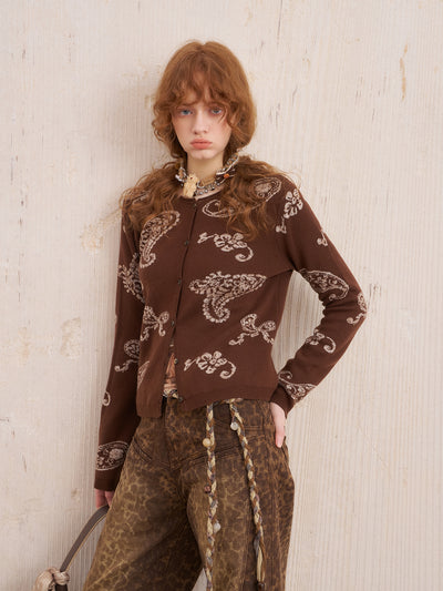 Paisley Jacquard Knitted Cardigan DID0227