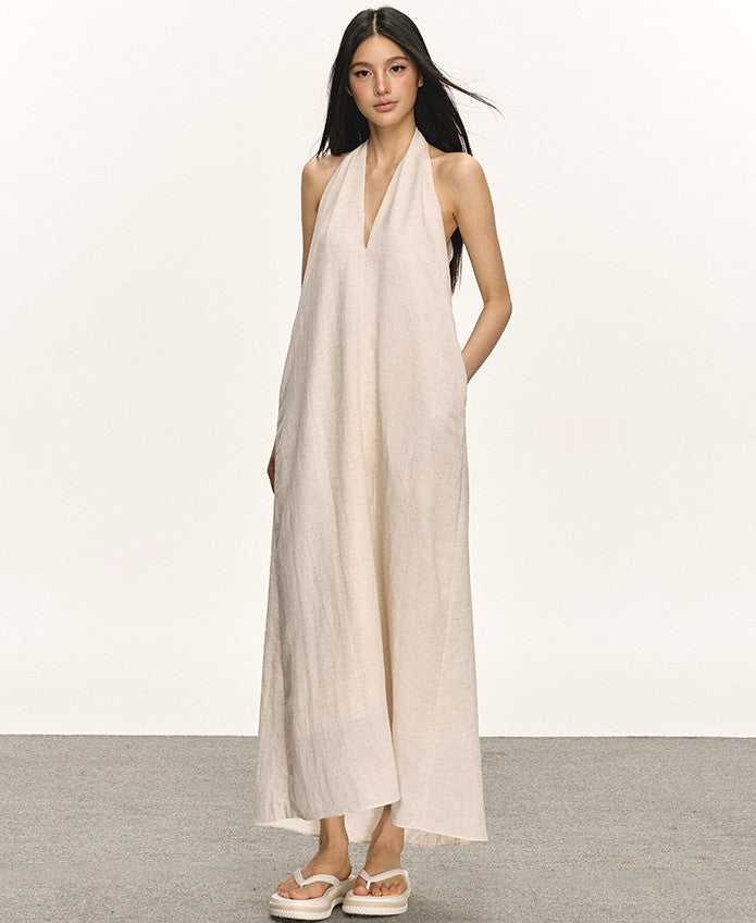 V-neck Halter Sleeveless Long Dress ANA0023