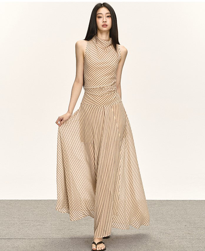 Georgette Striped Slit Long Dress ANA0031