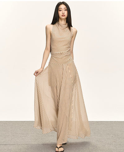 Georgette Striped Slit Long Dress ANA0031