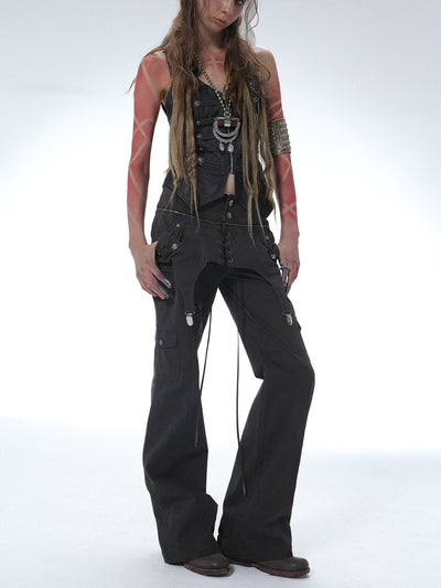 Pocket Layered Skirt Pants DOU0126