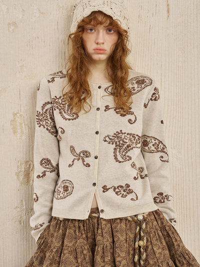 Paisley Jacquard Knitted Cardigan DID0227