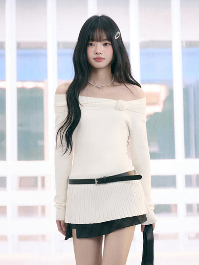 Off-Shoulder Floral Sweater WEE0072