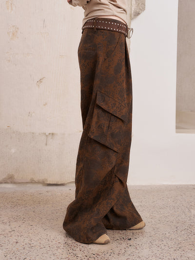 Retro Print Large Pockets Pants DID0220