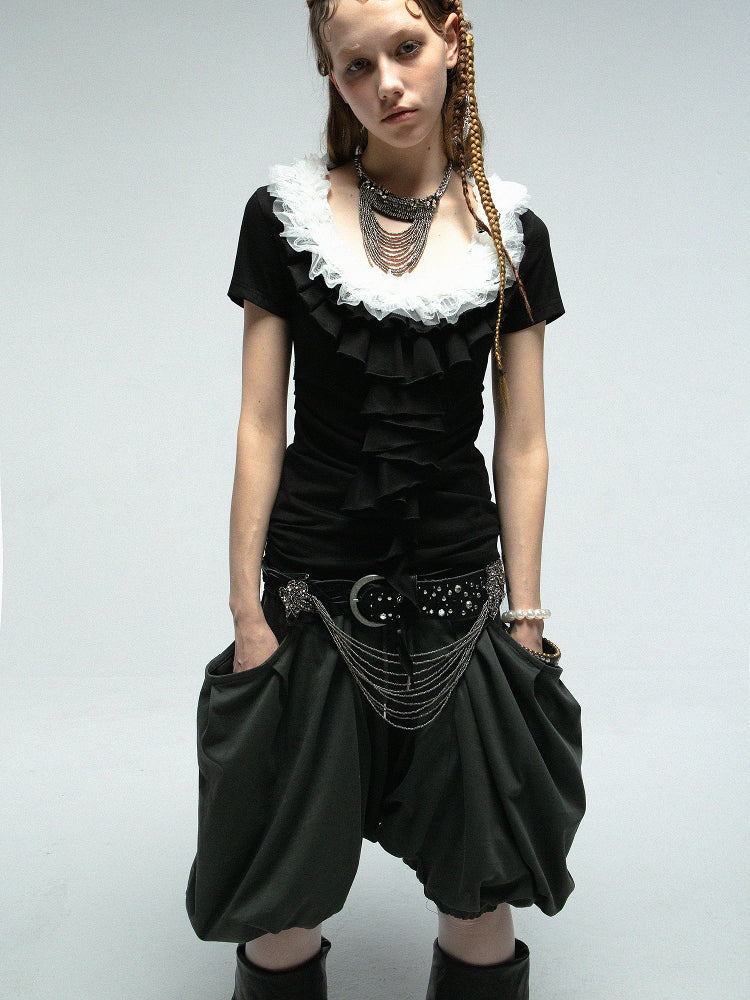 Multi-layer Lace Ruffles T-shirt DOU0107