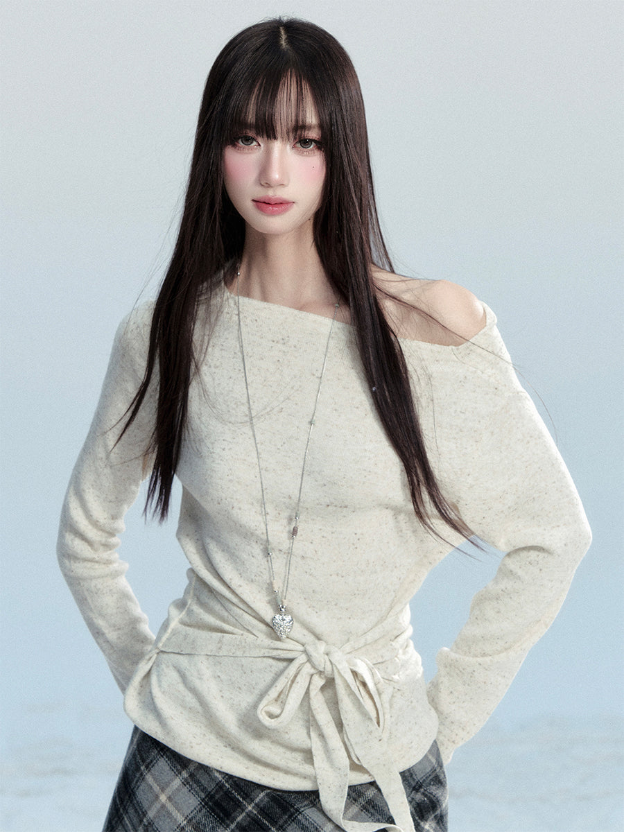 Chic Off-shoulder Tie-up Sweater FRA0476