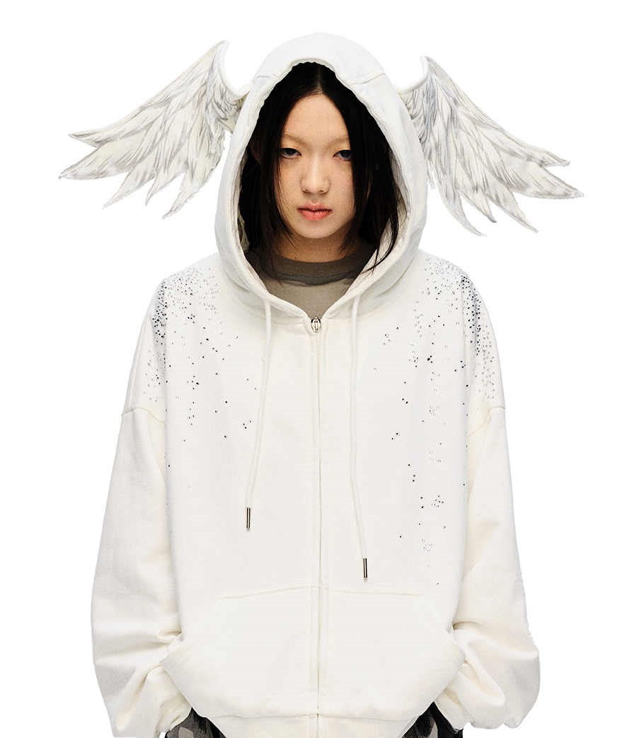 Starlight Rhinestone Angel Sweatshirt Jacket CFI0056