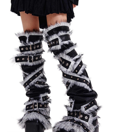 Fur Patchwork Leg Warmers CFI0060