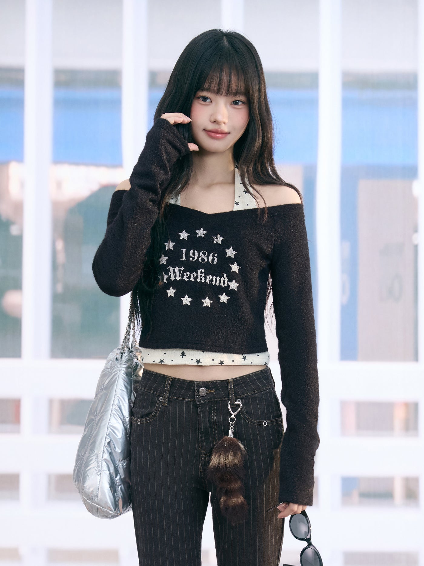 American-style Star Print Halter Neck T-shirt WEE0071