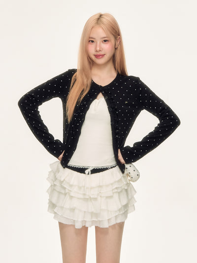 Polka Dot Black Cardigan WEE0068