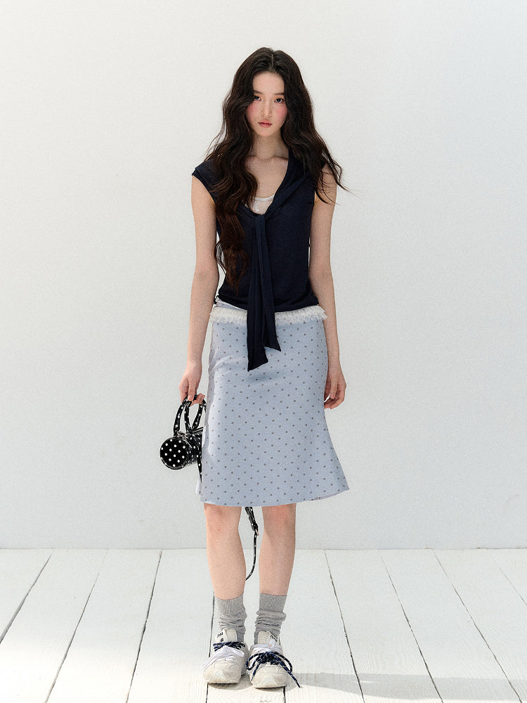 Polka Dot Slim Straight Skirt SHI0149