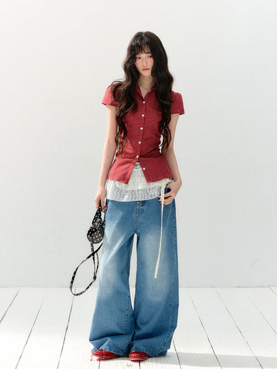 Red Short-sleeved Shirt SHI0146