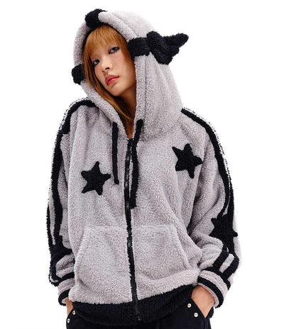 Star Contrast Color Knitted Jacket CFI0065