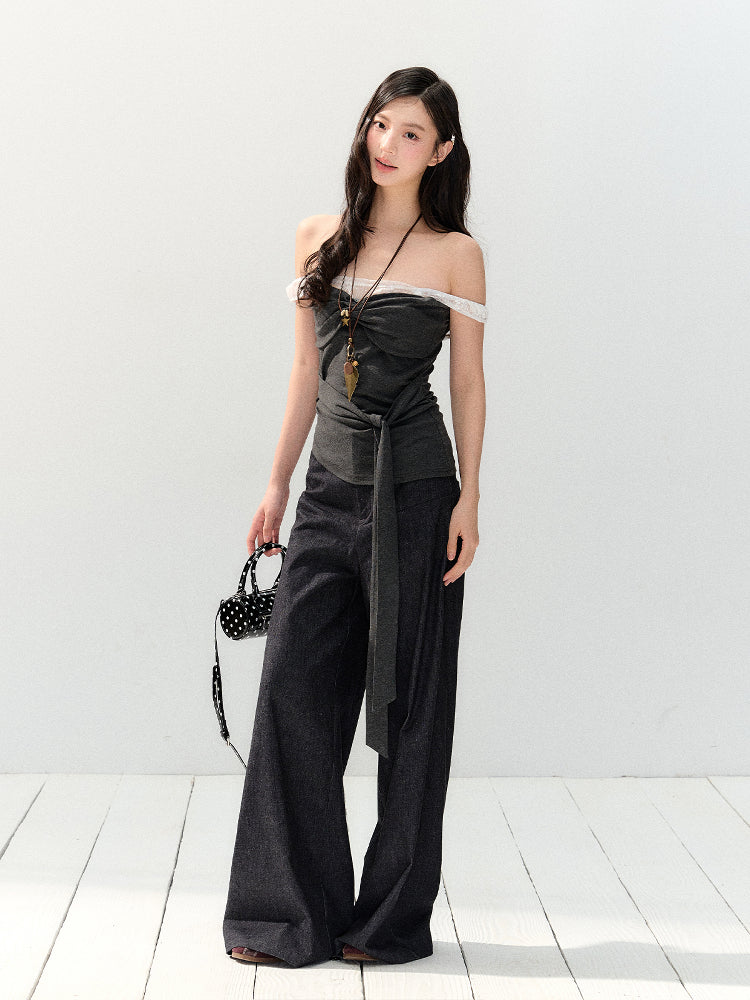 Lace One-shoulder Sling Top SHI0152