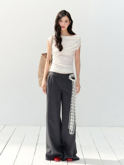 White Short-sleeved Lace T-shirt SHI0148