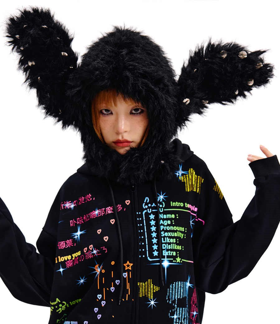 CFIERCE キラキラ星×天使プリント パーカー（フーディー） CFIERCE – Young Social Club.