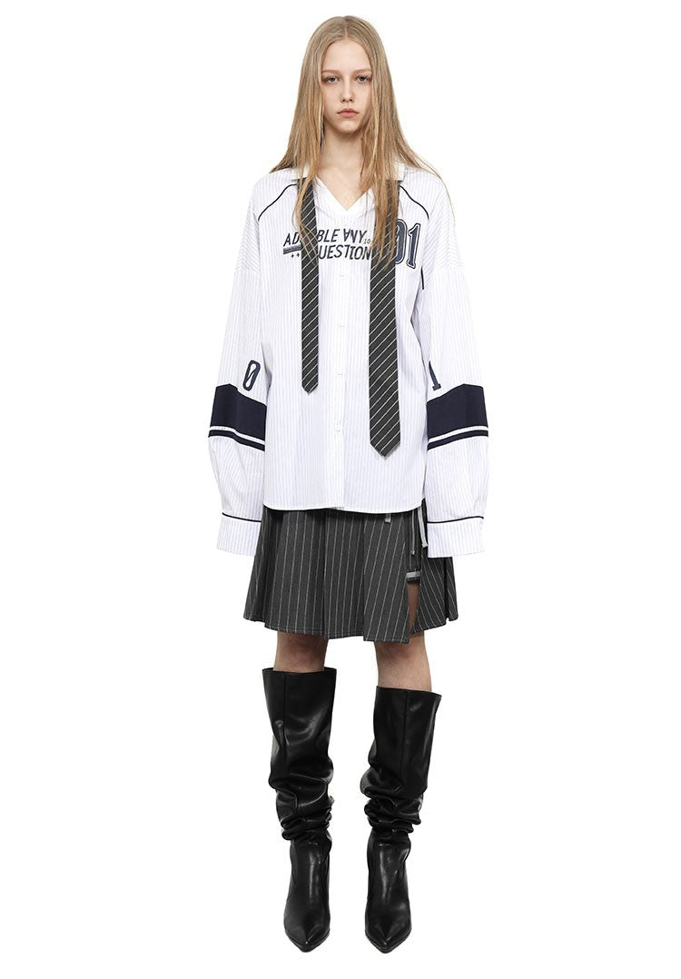 Two-color LOGO Printed Loose Shirt ANY0079