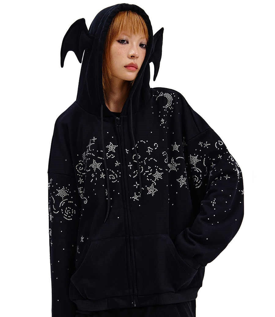 Starry Night Diamond Sweatshirt Hooded Jacket CFI0061