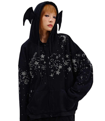 Starry Night Diamond Sweatshirt Hooded Jacket CFI0061