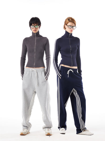 Stand Collar Skinny Zipper Sweater AOA0042