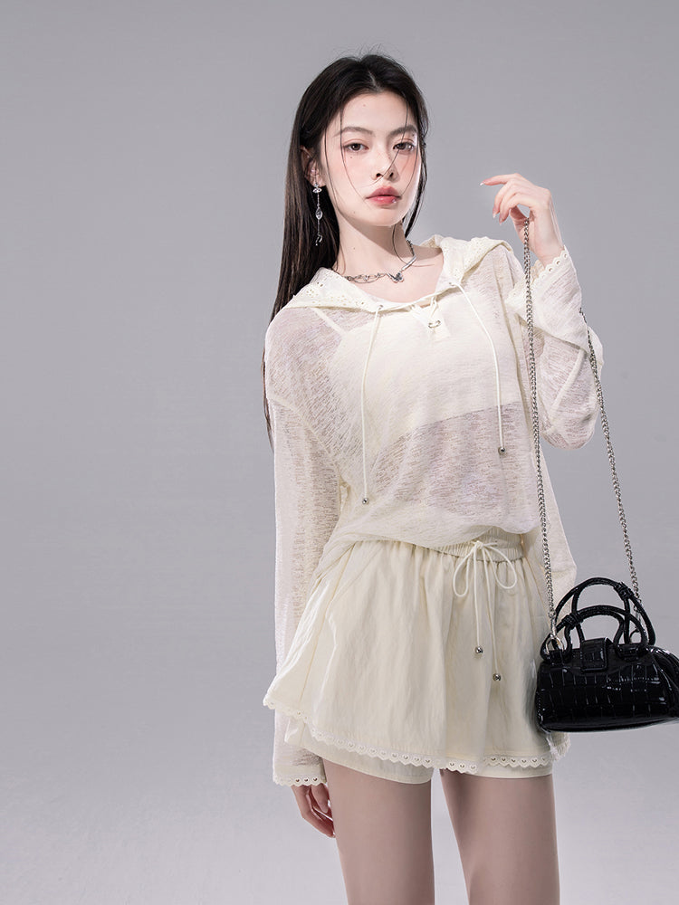 See-through Cardigan+Shorts COT0258