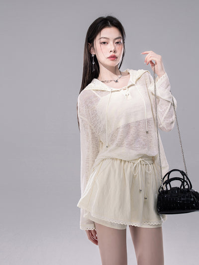 See-through Cardigan+Shorts COT0258