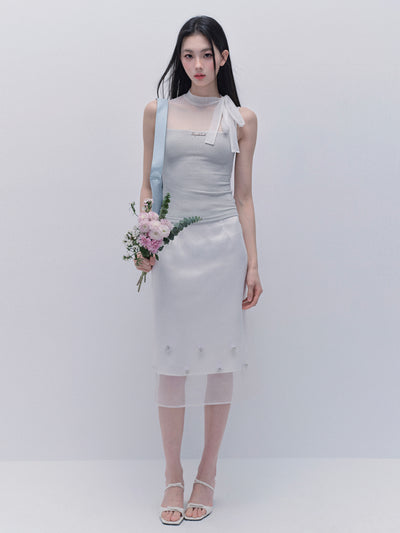Cloud Design Mesh Top/Slim Skirt FRA0337