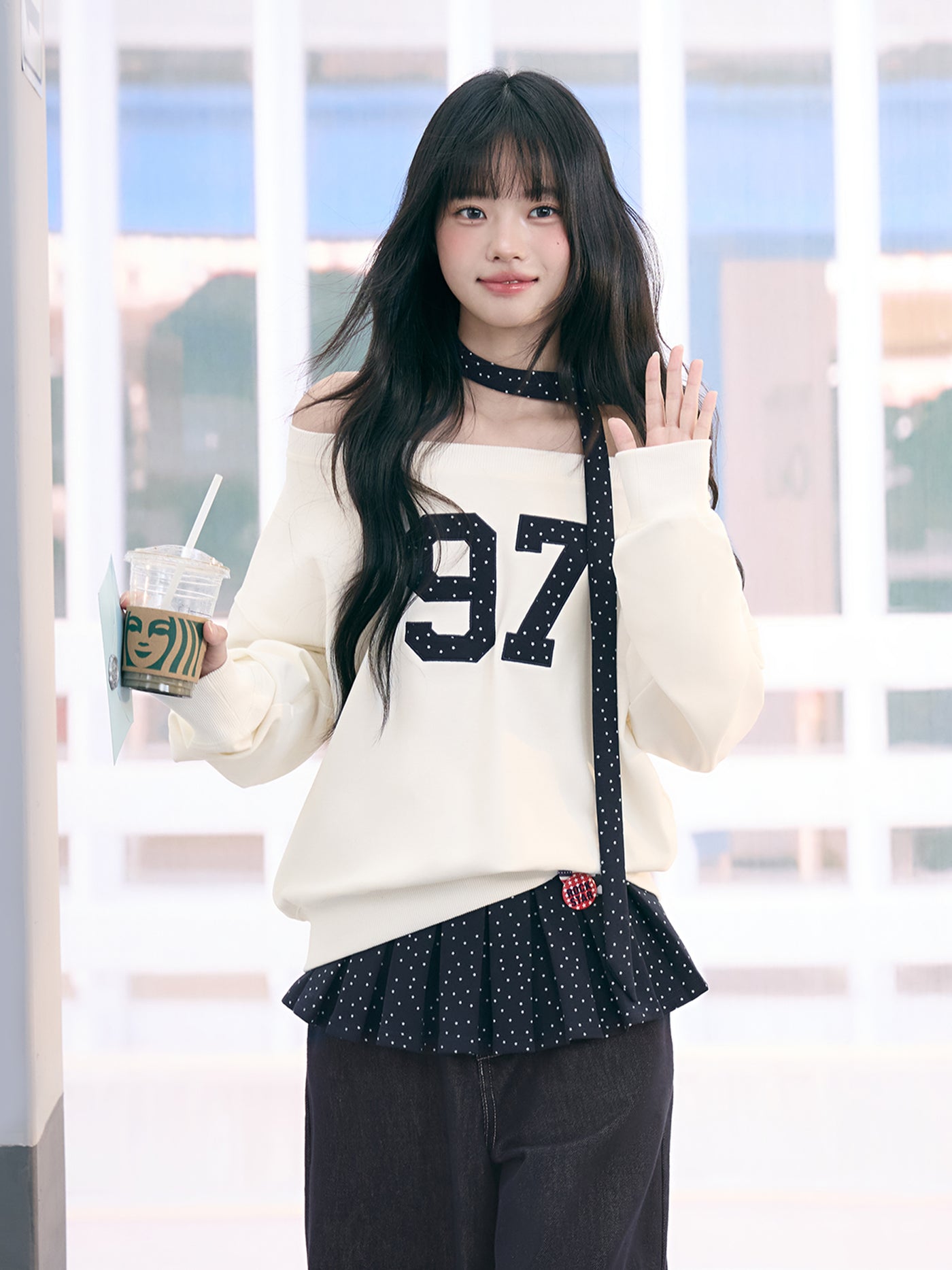 Off-shoulder Print Casual Sweatshirt WEE0069