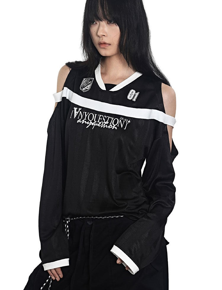 Two-tone Patch Print Jersey T-shirt ANY0076
