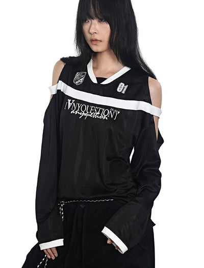 Two-tone Patch Print Jersey T-shirt ANY0076