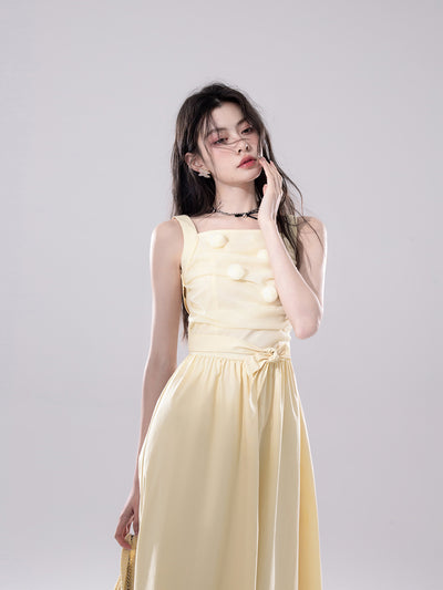 Sunlight Rose Tulle Sling Dress COT0261