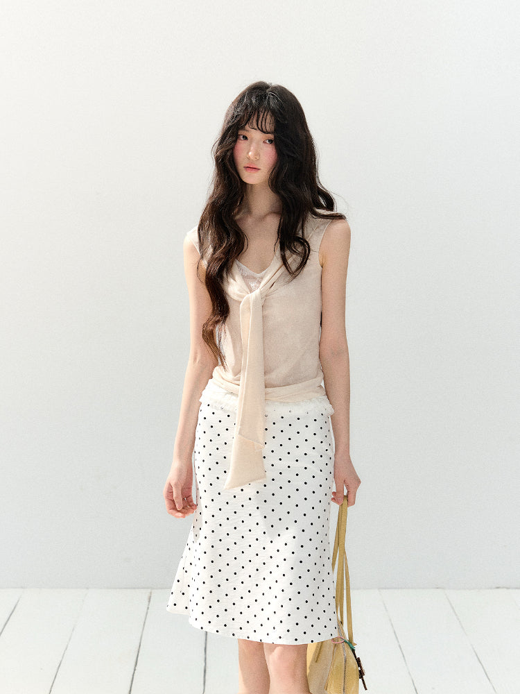 Polka Dot Slim Straight Skirt SHI0149