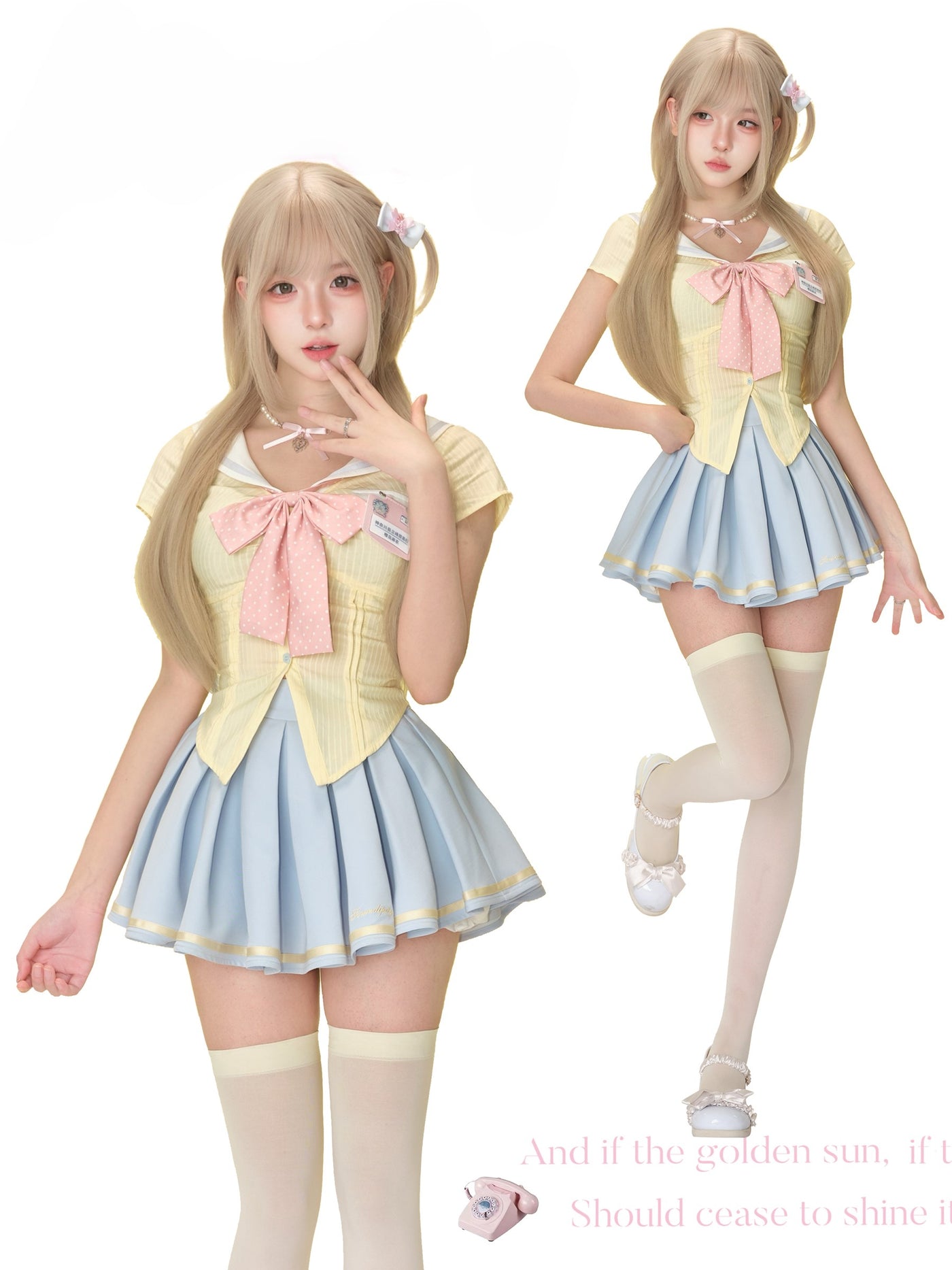 Bow Tie Badge Shirt/Pleated Skirt SER0161