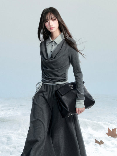 Polo Collar Knitted Cotton Dress FRA0465