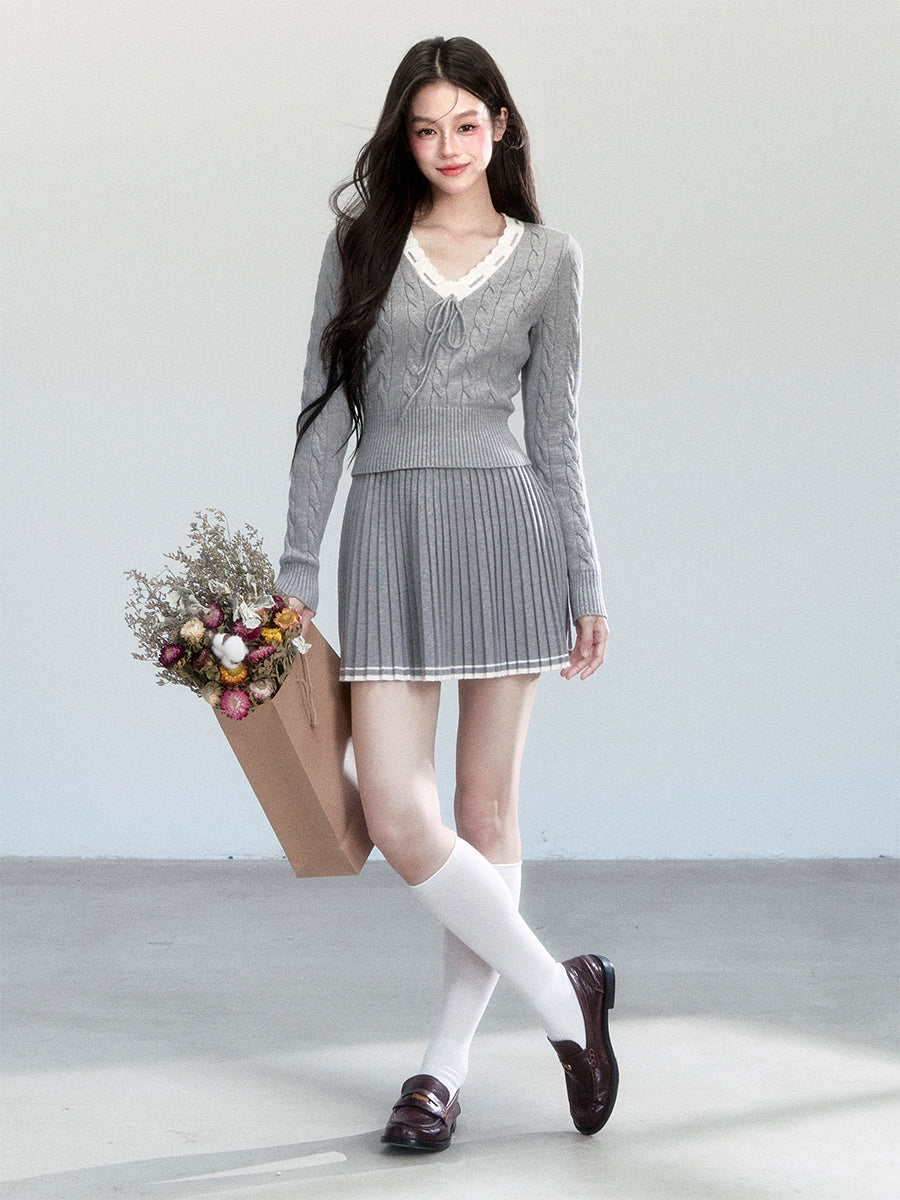 Retro Waist-Slimming Sweater/Skirt FRA0458