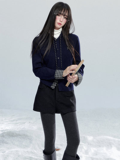 Plaid Patchwork Hooded Cardigan FRA0480