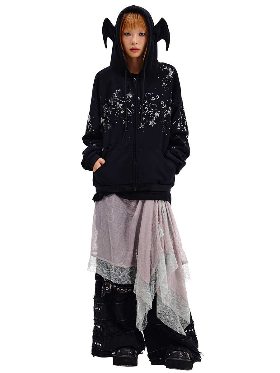 Starry Night Diamond Sweatshirt Hooded Jacket CFI0061