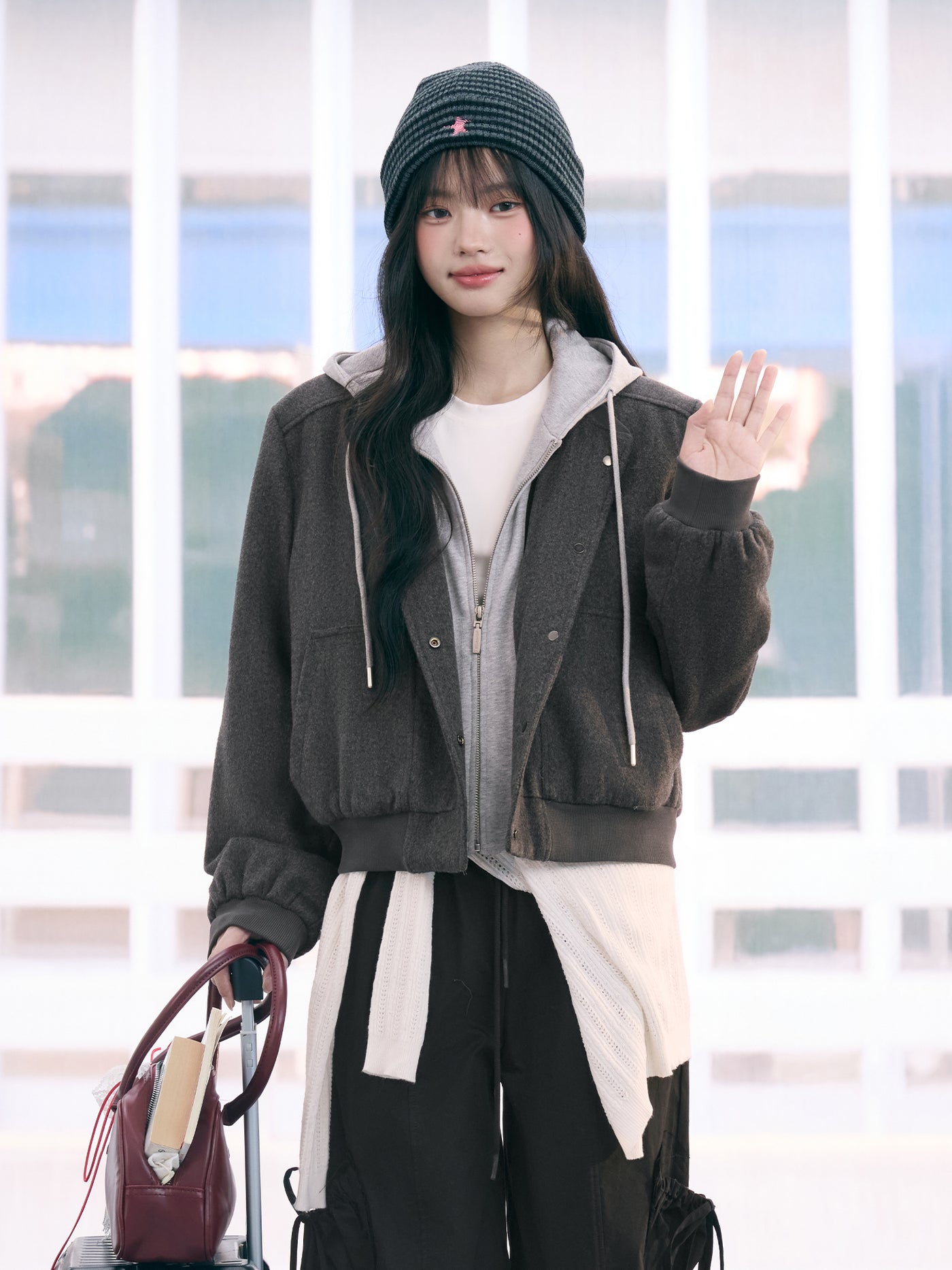 Detachable Faux Two-piece Hooded Jacket WEE0078