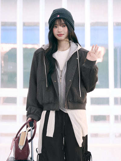 Detachable Faux Two-piece Hooded Jacket WEE0078