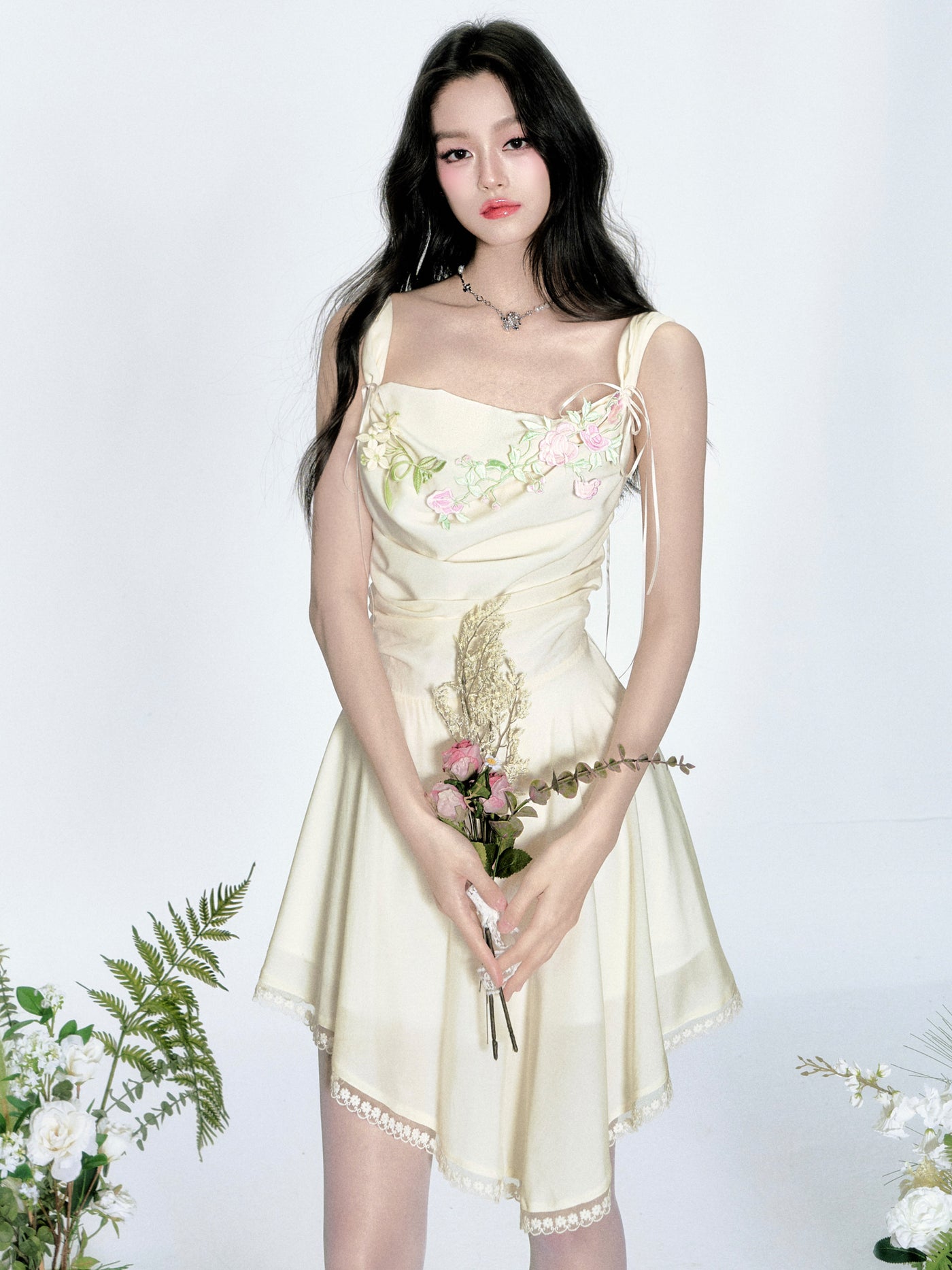 Embroidery Swing Collar Dress FRA0361