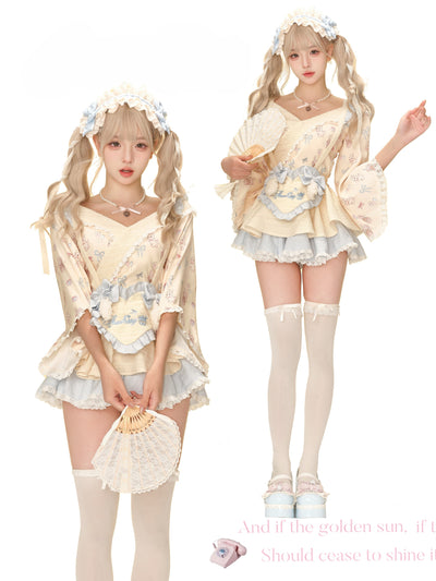Yellow Kimono Top/Suspender Cake Skirt SER0140