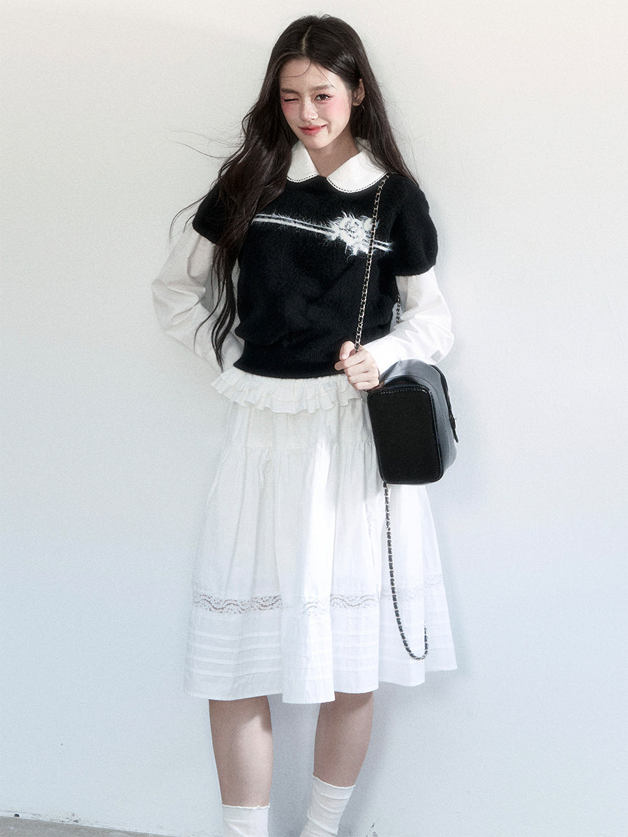 Floral Short-sleeved Sweater FRA0452