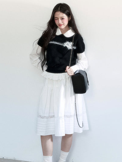 Floral Short-sleeved Sweater FRA0452