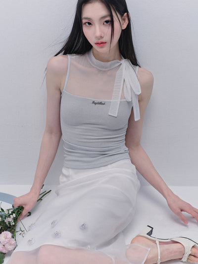 Cloud Design Mesh Top/Slim Skirt FRA0337