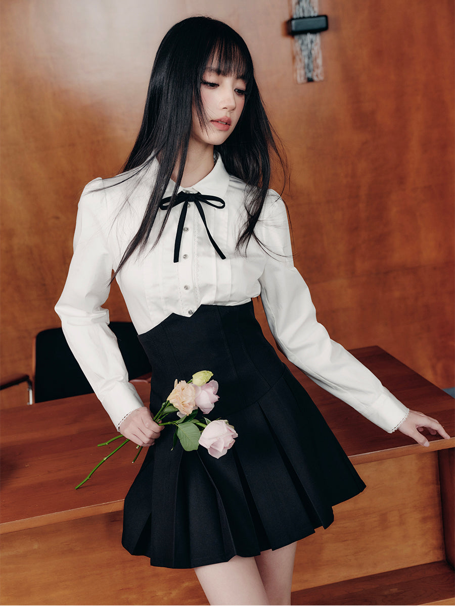 Accordion Pleated Shirt Top/Pleated Skirt FRA0421